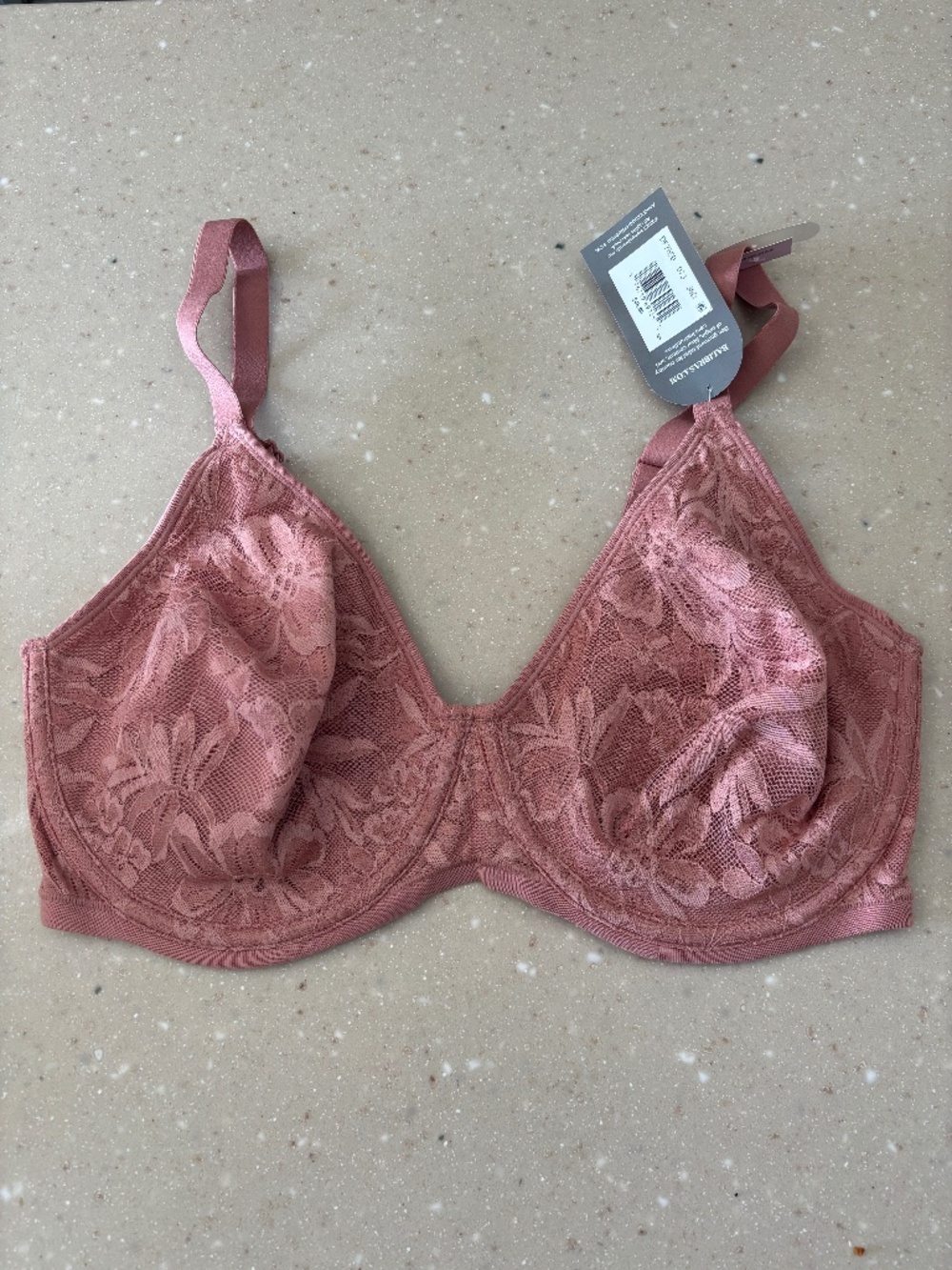 Bali Breathe Lace Underwire Bra 38D Mauve